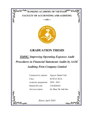 Improving operating expenses audit procedures in financial statements audits by aasc auditing firm company limited