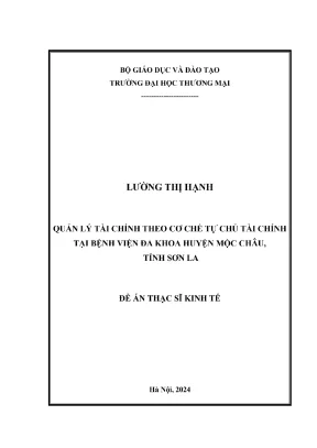 Quản lý tài chính theo cơ chế tự chủ tài chính tại bệnh viện đa khoa huyện mộc châu tỉnh sơn la