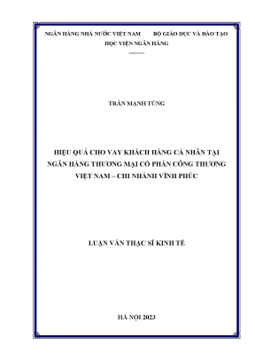 Hiệu quả cho vay khách hàng cá nhân tại ngân hàng thương mại cổ phần công thương việt nam chi nhánh vĩnh phúc