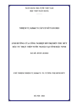 Ảnh hưởng của công nghiệp hỗ trợ đến thu hút đầu tư trực tiếp nước ngoài tại tỉnh bắc ninh