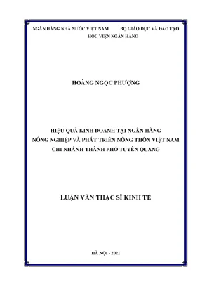Hiệu quả kinh doanh tại ngân hàng nông nghiệp và phát triển nông thôn việt nam chi nhánh thành phố tuyên quang