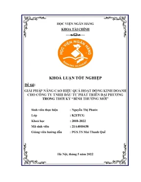 Giải pháp nâng cao hiệu quả hoạt động kinh doanh cho công ty tnhh đầu tư phát triển đại phương trong thời kỳ bình thường mới copy