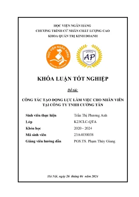 Công tác tạo động lực làm việc cho nhân viên tại công ty tnhh cường tân