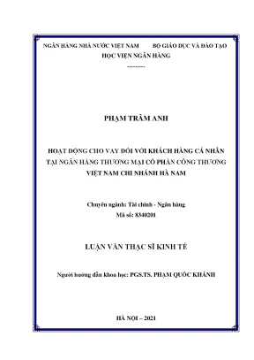 Hoạt động cho vay đối với khách hàng cá nhân tại ngân hàng thương mại cổ phần công thương việt nam chi nhánh hà nam