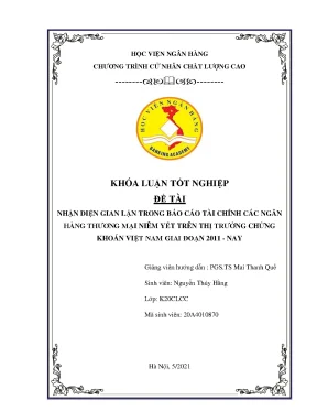 Nhận diện gian lận trong bctc của các ngân hàng thương mại niêm yết trên thị trường chứng khoán việt nam giai đoạn 2011 nay