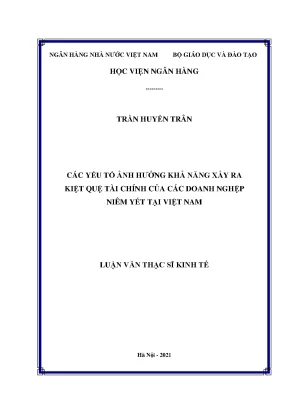 Các yếu tố ảnh hưởng khả năng xảy ra kiệt quệ tài chính của các doanh nghiệp niêm yết tại việt nam