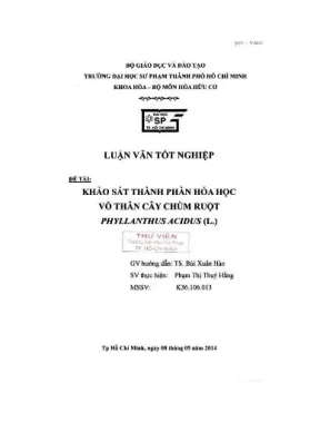 Khảo sát thành phần hóa học vỏ thân cây chùm ruột phyllanthus acidus l