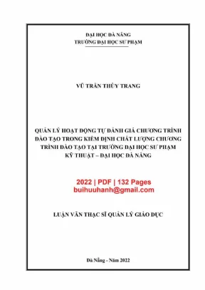 Luận văn thạc sĩ quản lý hoạt động tự đánh giá chương trình đào tạo trong kiểm định chất lượng chương trình đào tạo tại trường đại học sư phạm kỹ thuật đại học đà nẵng