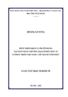 Phát triển dịch vụ phi tín dụng tại ngân hàng thương mại cổ phần đầu tư và phát triển việt nam chi nhánh vĩnh phúc
