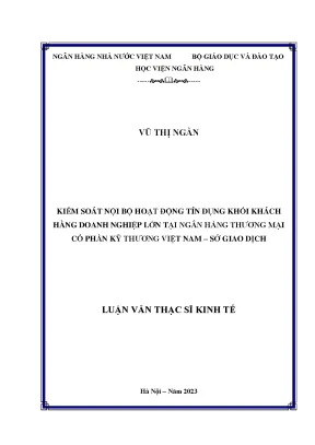 Kiểm soát nội bộ hoạt động tín dụng khối khách hàng doanh nghiệp lớn tại ngân hàng thương mại cổ phần kỹ thương việt nam sở giao dịch