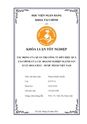 Tác động của quản trị công ty đến hiệu quả tài chính của các doanh nghiệp ngành sản xuất hoá chất dược phẩm việt nam