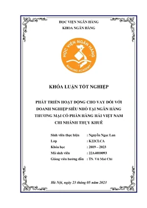 Phát triển hoạt động cho vay đối với doanh nghiệp siêu nhỏ tại ngân hàng thương mại cổ phần hàng hải việt nam chi nhánh thụy khuê