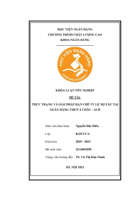 Thực trạng và giải pháp hạn chế tỷ lệ nợ xấu tại ngân hàng tmcp á châu acb