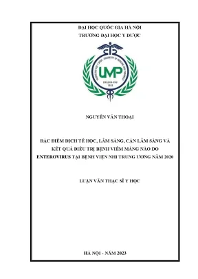 Đặc điểm dịch tễ học lâm sàng cận lâm sàng và kết quả điều trị bệnh viêm màng não do enterovirus tại bệnh viện nhi trung ương năm 2020