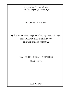 Quản trị thương hiệu trường đại học tư thục trên địa bàn thành phố hà nội trong bối cảnh hiện nay