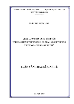 Chất lượng tín dụng bán buôn tại ngân hàng thương mại cổ phần ngoại thương việt nam chi nhánh tây hồ