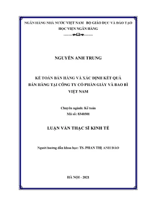 Kế toán bán hàng và xác định kết quả bán hàng tại công ty cổ phần giấy và bao bì việt nam