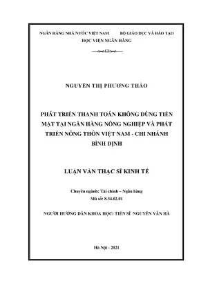 Phát triển thanh toán không dùng tiền mặt tại ngân hàng nông nghiệp và phát triển nông thôn việt nam chi nhánh bình định