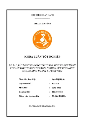 Tác động của các yếu tố phi kinh tế đến hành vi tuân thủ thuế tự nguyện nghiên cứu điển hình các hộ kinh doanh tại việt nam