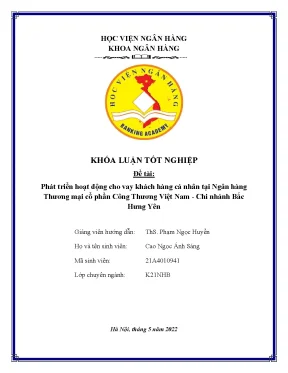 Phát triển hoạt động cho vay khách hàng cá nhân tại ngân hàng thương mại cổ phần công thương việt nam chi nhánh bắc hưng yên