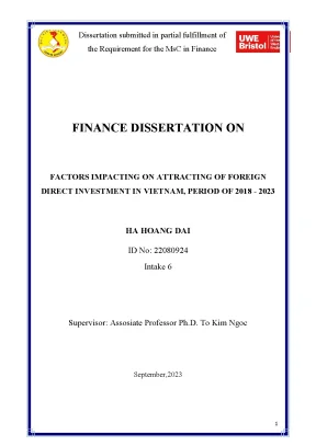 Factors impacting on attracting of foreign direct investment in vietnam period of 2018 2023