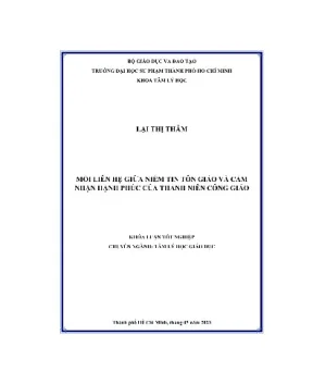 Mối liên hệ giữa niềm tin tôn giáo và cảm nhận hạnh phúc của thanh niên công giáo