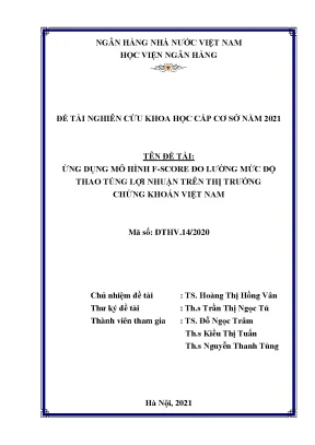 Ứng dụng mô hình f score đo lường mức độ thao túng lợi nhuận trên thị trường chứng khoán việt nam