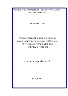 Công tác thẩm định tín dụng cho vay doanh nghiệp tại ngân hàng thương mại cổ phần công thương việt nam chi nhánh nam định