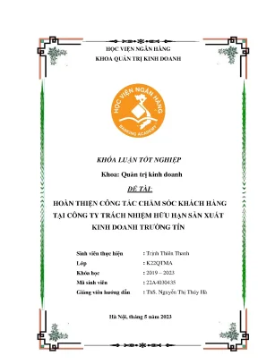 Hoàn thiện quy trình chăm sóc khách hàng tại công ty trách nhiệm hữu hạn sản xuất kinh doanh trường tín