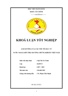 Ảnh hưởng của các yếu tố đầu tư nước ngoài đến thị trường chứng khoán việt nam