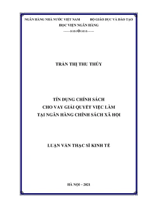 Tín dụng chính sách cho vay giải quyết việc làm tại ngân hàng chính sách xã hội