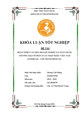 Hoàn thiện văn hóa doanh nghiệp tại ngân hàng thương mại cổ phần xuất nhập khẩu việt nam eximbank chi nhánh đống đa