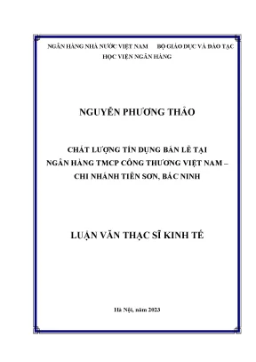 Chất lượng tín dụng bán lẻ tại ngân hàng tmcp công thương việt nam chi nhánh tiên sơn