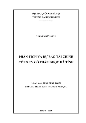 Luận văn thạc sĩ kế toán phân tích và dự báo tài chính công ty cổ phẩn dược hà tĩnh