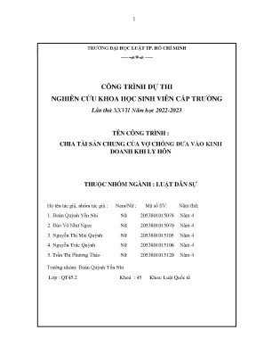 Chia tài sản chung của vợ chồng đưa vào kinh doanh khi ly hôn