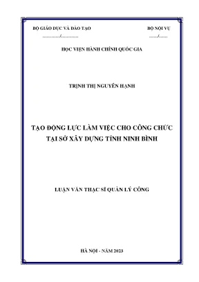 Tạo động lực làm việc cho công chức tại sở xây dựng tỉnh ninh bình
