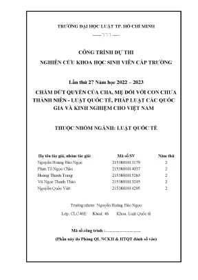 Chấm dứt quyền của cha mẹ đối với con chưa thành niên luật quốc tế pháp