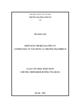Luận văn thạc sĩ kế toán kiểm soát nội bộ tại công ty cổ phần đầu tư xây dựng và thương mại mhdi 10