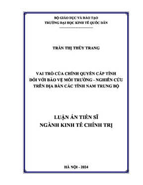 Vai trò của chính quyền cấp tỉnh đối với bảo vệ môi trường nghiên cứu trên địa bàn các tỉnh nam trung bộ