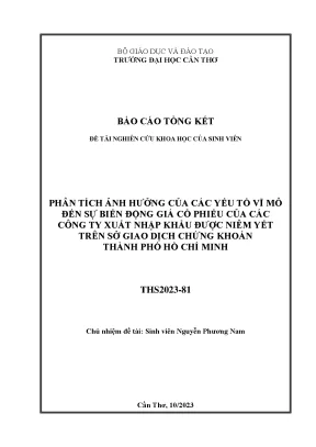 Phân tích ảnh hưởng của các yếu tố vĩ mô đến sự biến động giá cổ phiếu của các công ty xuất nhập khẩu được niêm yết trên sở giao dịch chứng khoán thành phố hồ chí minh