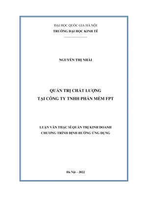 Luận văn thạc sĩ quản trị kinh doanh quản trị chất lượng tại công ty tnhh phần mềm fpt