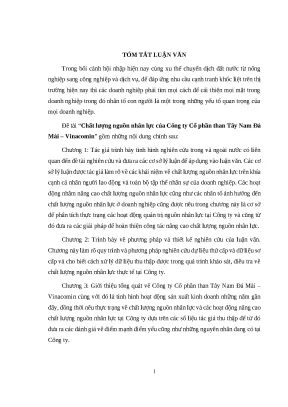 Luận văn mba full chất lượng nguồn nhân lực