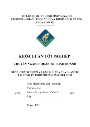 Trách nhiệm và đạo đức của nhà quản trị tại công ty tnhh thương mại việt thái