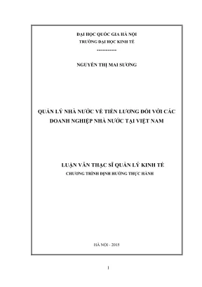 Luận văn thạc sĩ quản lý kinh tế quản lý nhà nước về tiền lương đối với các doanh nghiệp nhà nước tại việt nam