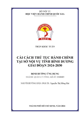 Cải cách thủ tục hành chính tại sở nội vụ tỉnh bình dương giai đoạn 2024 2030