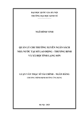 Luận văn thạc sĩ tài chính ngân hàng quản lý chi thường xuyên ngân sách nhà nước tại sở lao động thương binh và xã hội tỉnh lạng sơn