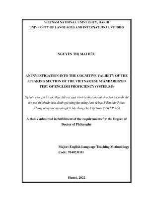 An investigation into the cognitive validity of the speaking section of the vietnamese standardized test of english proficiency vstep 3 5 nghiên cứu giá trị xác thực đối với quá trình tư duy của thí sinh