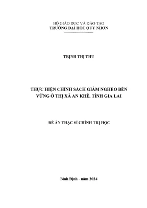 Thực hiện chính sách giảm nghèo bền vững ở thị xã an khê tỉnh gia lai