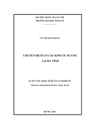 Luận văn thạc sĩ quản lý kinh tế chuyển dịch cơ cấu kinh tế ngành tại hà tĩnh