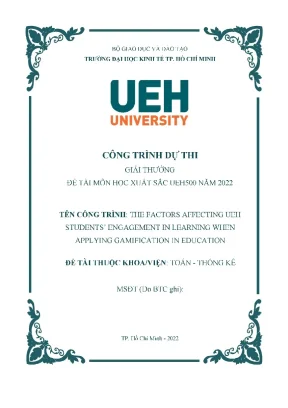 The factors affecting ueh students engagement in learning when applying gamification in education